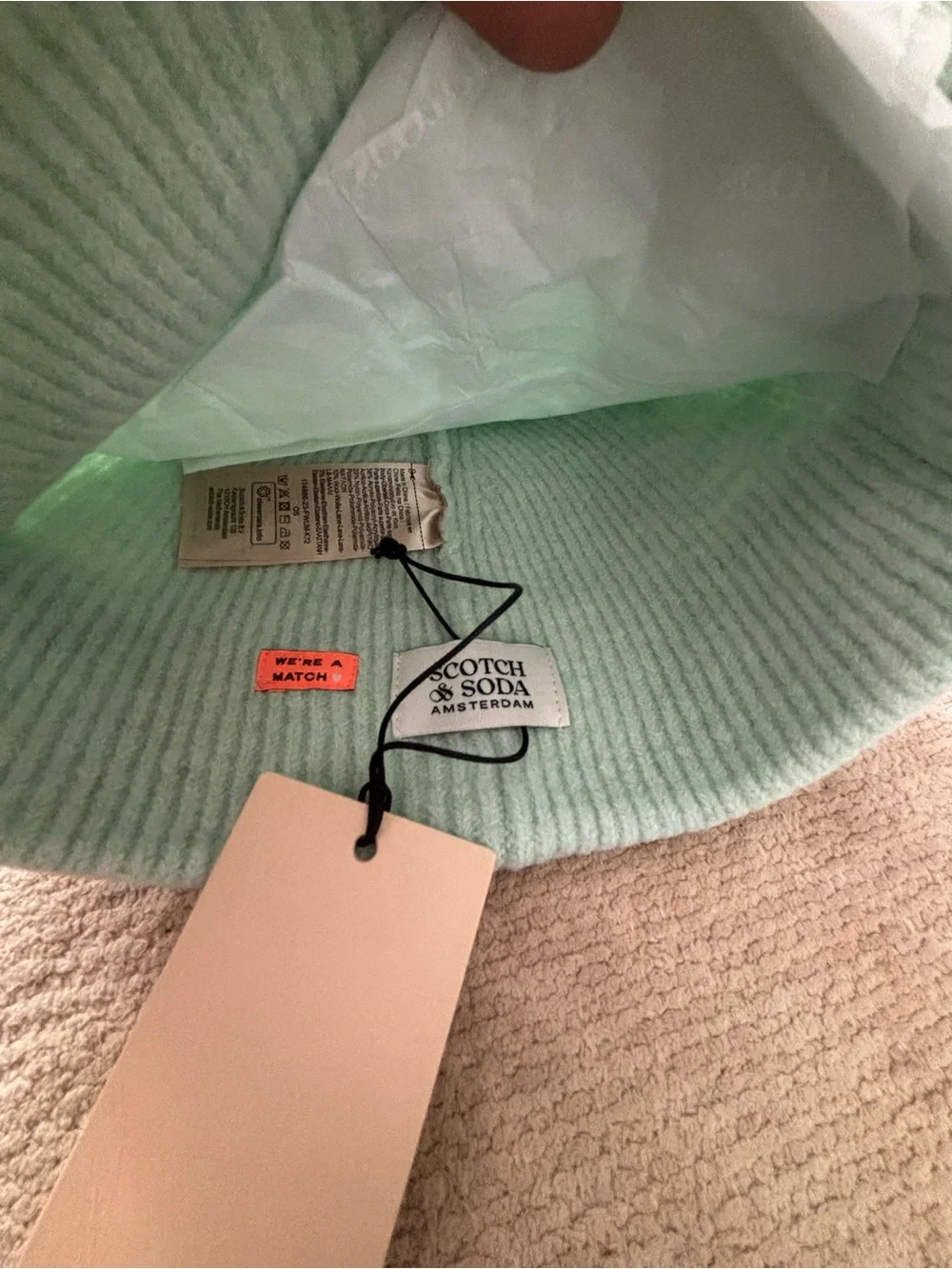Scotch & Soda Mint Green Ribbed Cuff Beanie